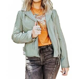 NEW MAURITIUS karyn moto jacket in light sage